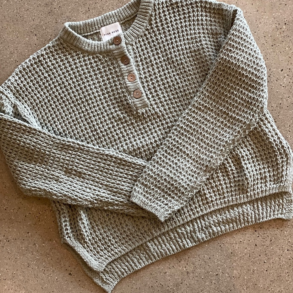 Like New Never Worn Pink Rose Brand Light Green Chenille Sweater